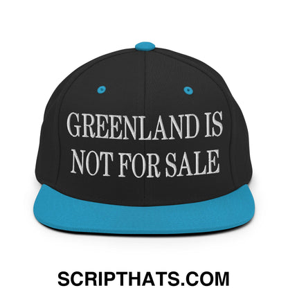 Greenland Is Not For Sale Embroidered Flat Bill Brim Snapback Hat Black Teal