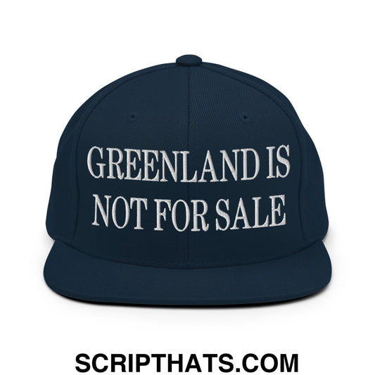 Greenland Is Not For Sale Embroidered Flat Bill Brim Snapback Hat Dark Navy