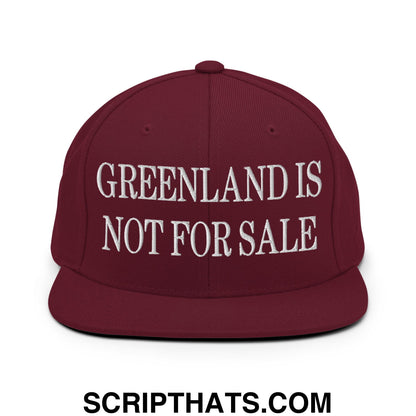 Greenland Is Not For Sale Embroidered Flat Bill Brim Snapback Hat Maroon