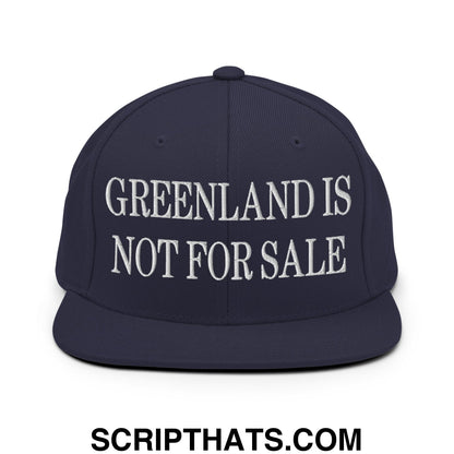 Greenland Is Not For Sale Embroidered Flat Bill Brim Snapback Hat Navy