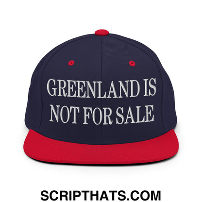 Greenland Is Not For Sale Embroidered Flat Bill Brim Snapback Hat Navy Red