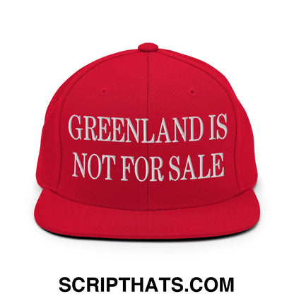Greenland Is Not For Sale Embroidered Flat Bill Brim Snapback Hat Red