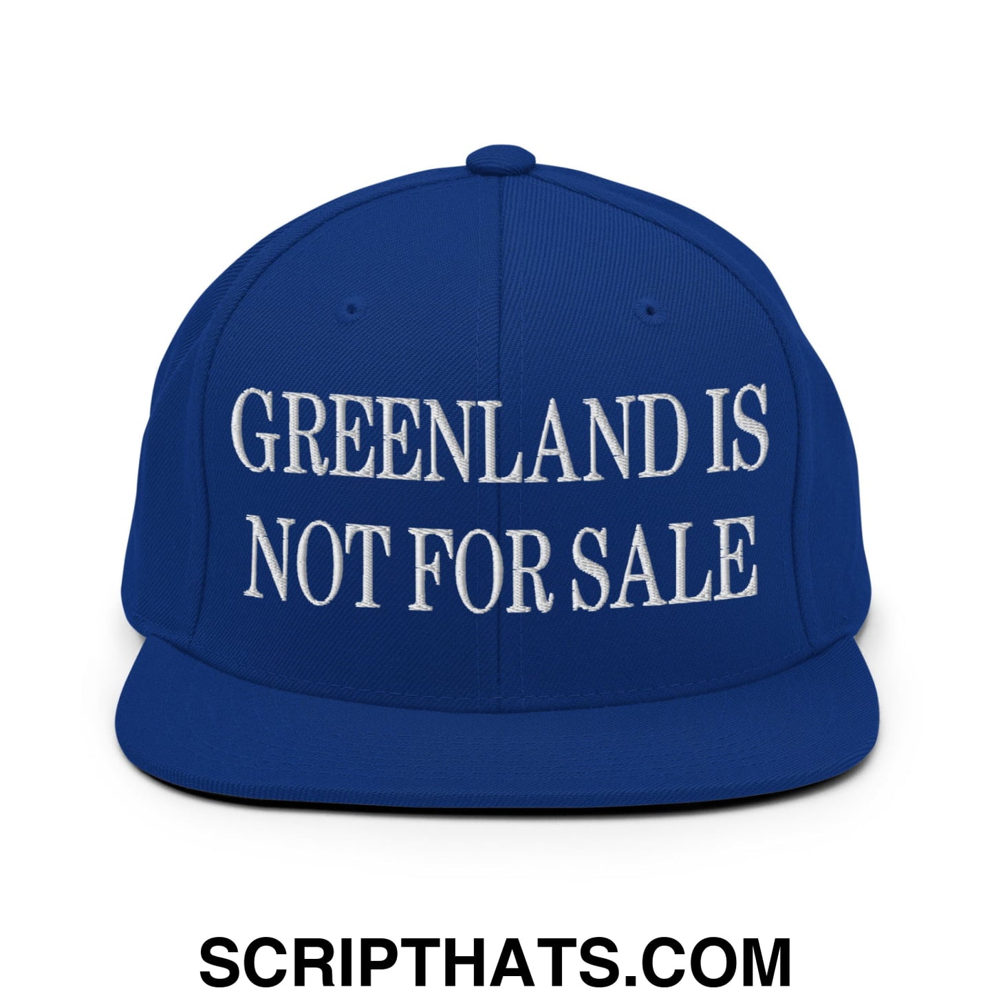 Greenland Is Not For Sale Embroidered Flat Bill Brim Snapback Hat Royal Blue