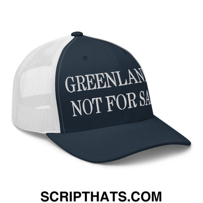 Greenland Is Not For Sale Embroidered Mesh Trucker Hat Navy White