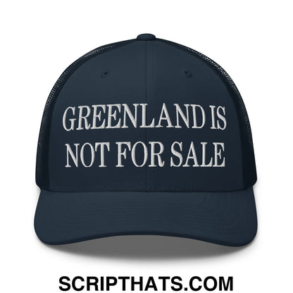 Greenland Is Not For Sale Embroidered Mesh Trucker Hat Navy