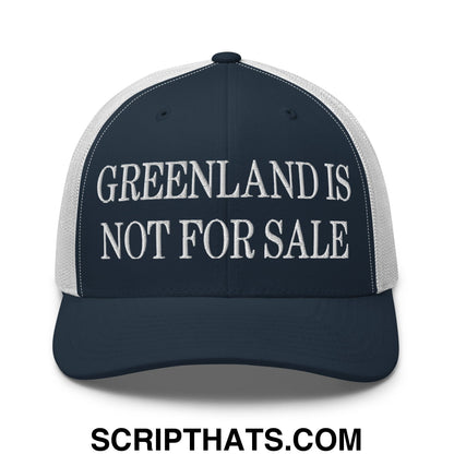 Greenland Is Not For Sale Embroidered Mesh Trucker Hat Navy White