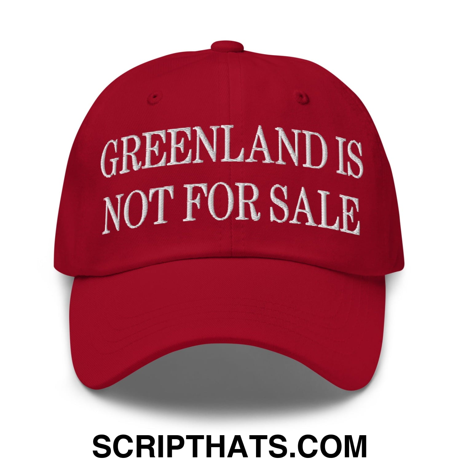 Greenland Is Not For Sale Embroidered Unstructured Dad Hat Cranberry