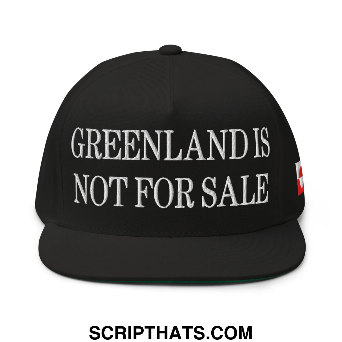 Greenland Is Not For Sale Greenland Flag Embroidered Flat Bill Brim 5 Panel Snapback Hat Black