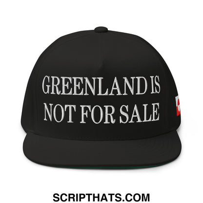 Greenland Is Not For Sale Greenland Flag Embroidered Flat Bill Brim 5 Panel Snapback Hat Black
