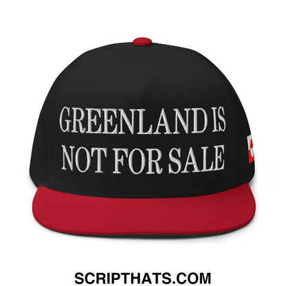 Greenland Is Not For Sale Greenland Flag Embroidered Flat Bill Brim 5 Panel Snapback Hat Black Red