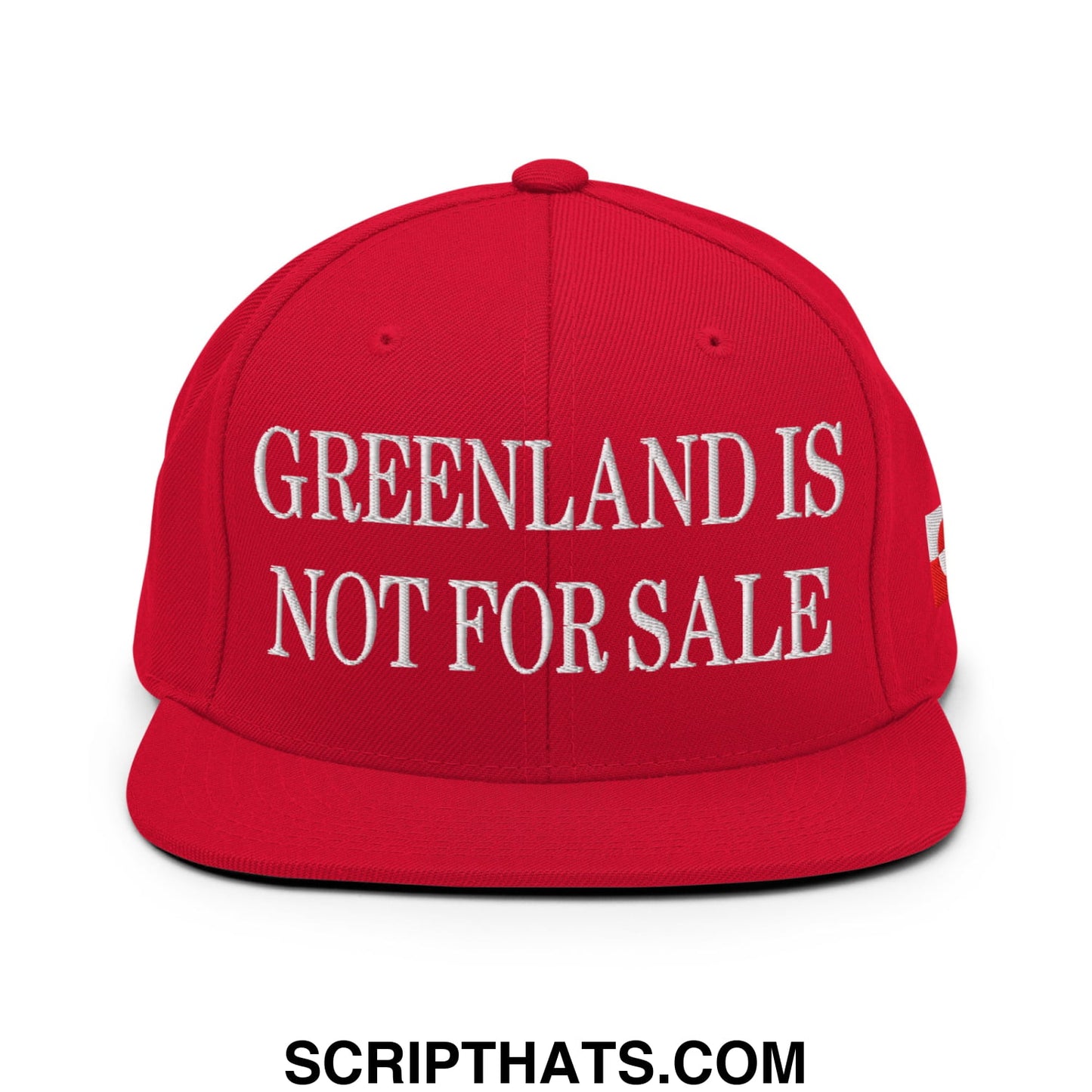 Greenland Is Not For Sale Greenland Flag Embroidered Flat Bill Brim Snapback Hat Red