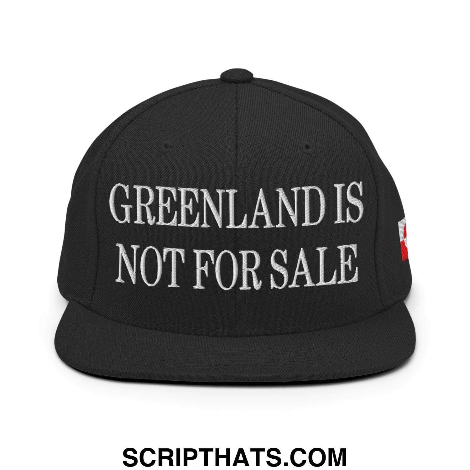Greenland Is Not For Sale Greenland Flag Embroidered Flat Bill Brim Snapback Hat Black