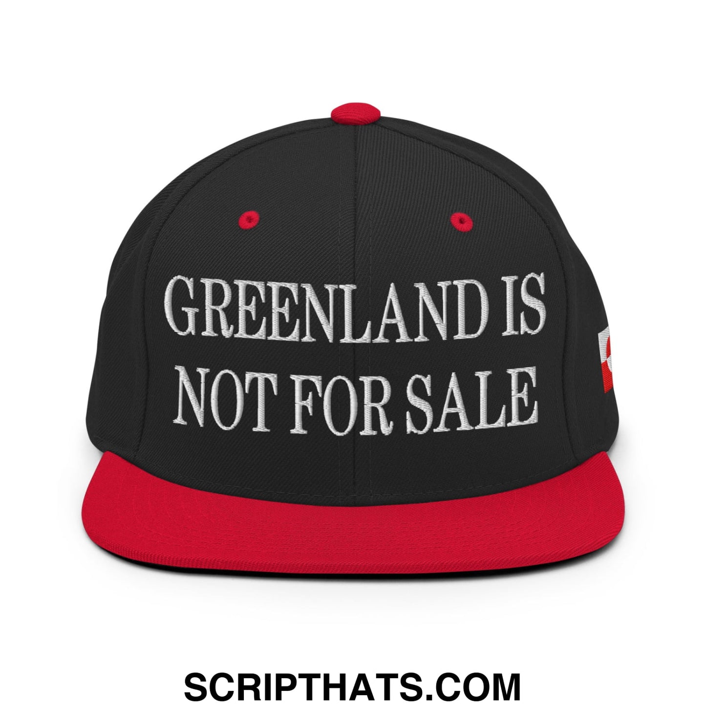 Greenland Is Not For Sale Greenland Flag Embroidered Flat Bill Brim Snapback Hat Black Red