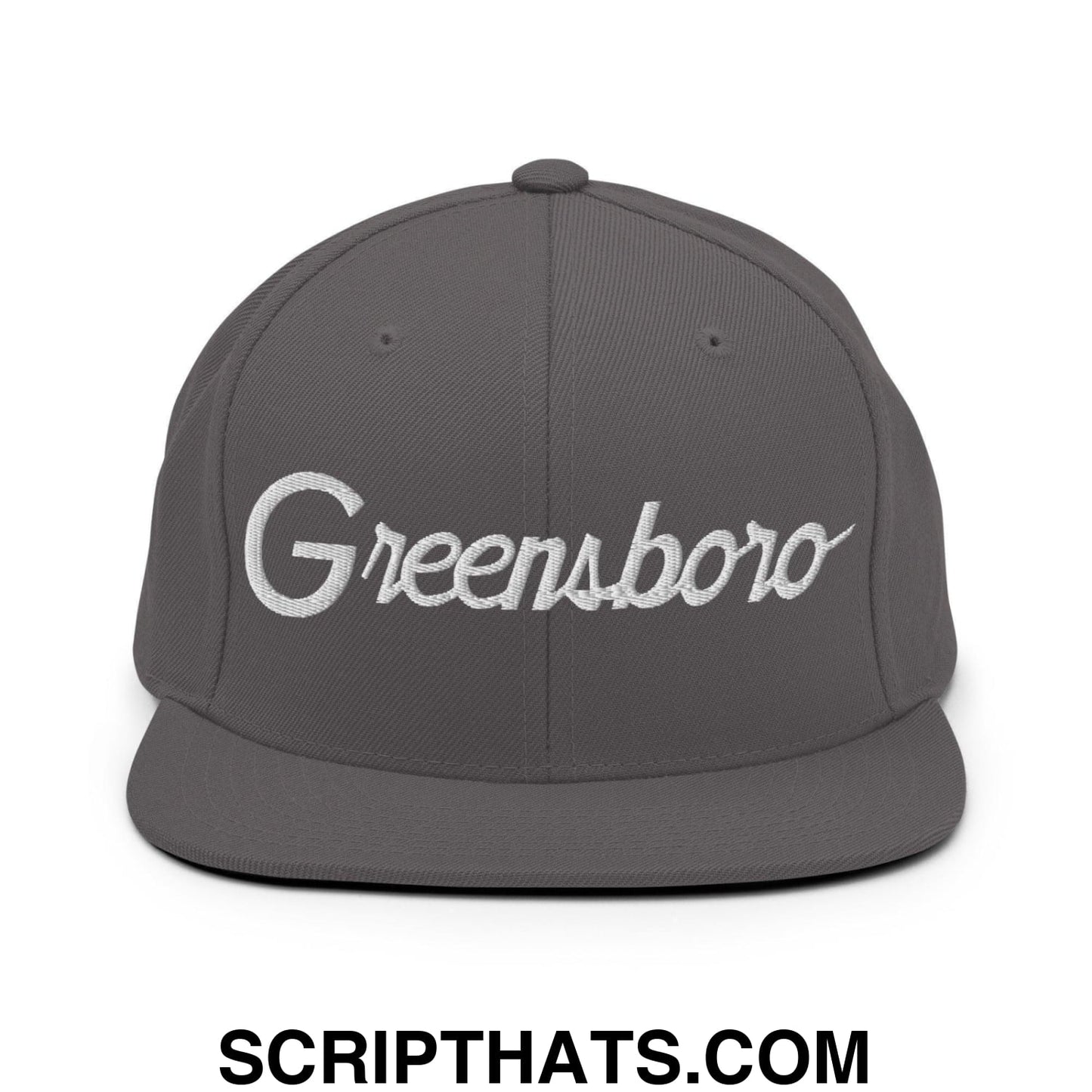 Greensboro Script Snapback Hat Dark Grey