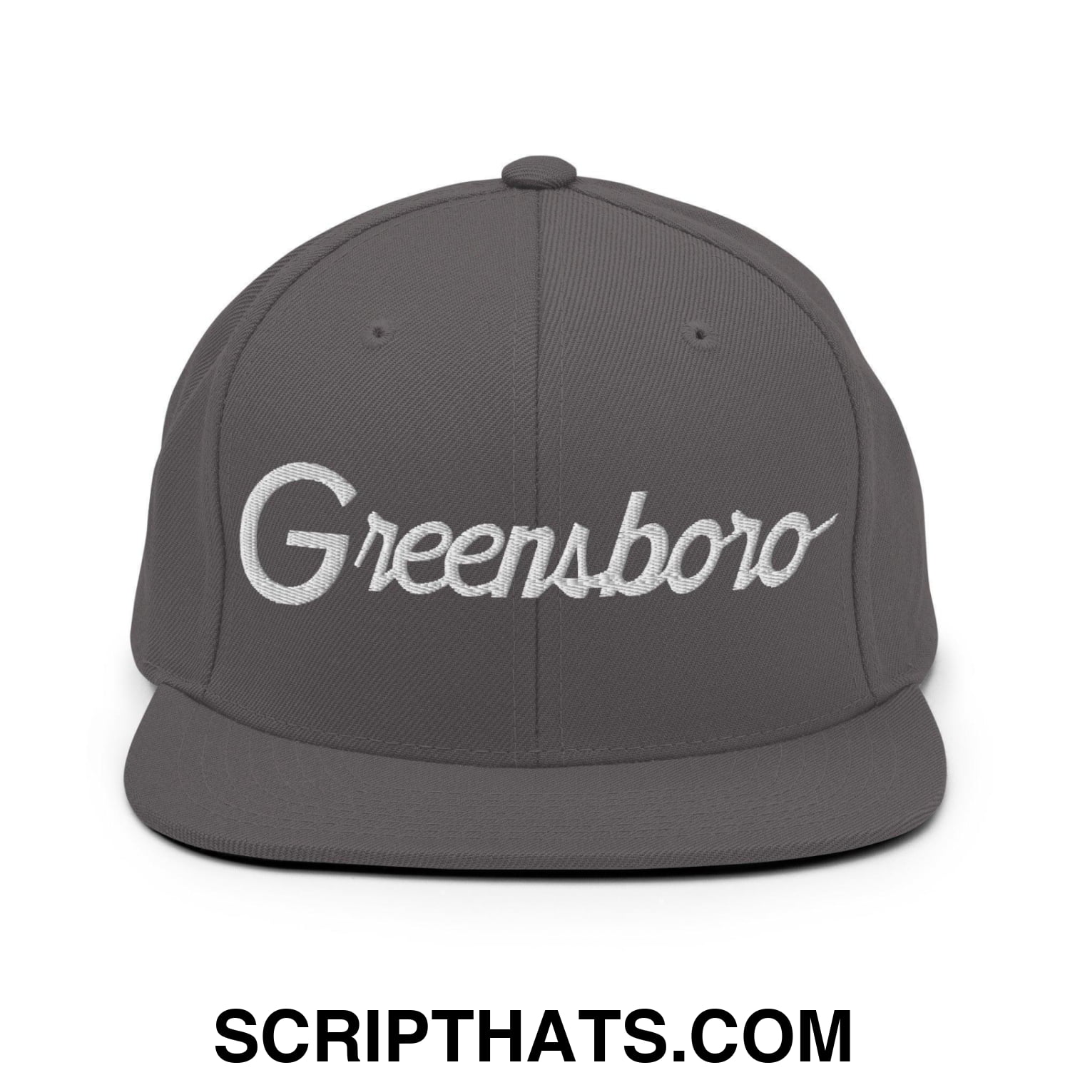 Greensboro Script Snapback Hat Dark Grey
