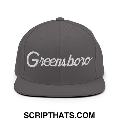 Greensboro Script Snapback Hat Dark Grey