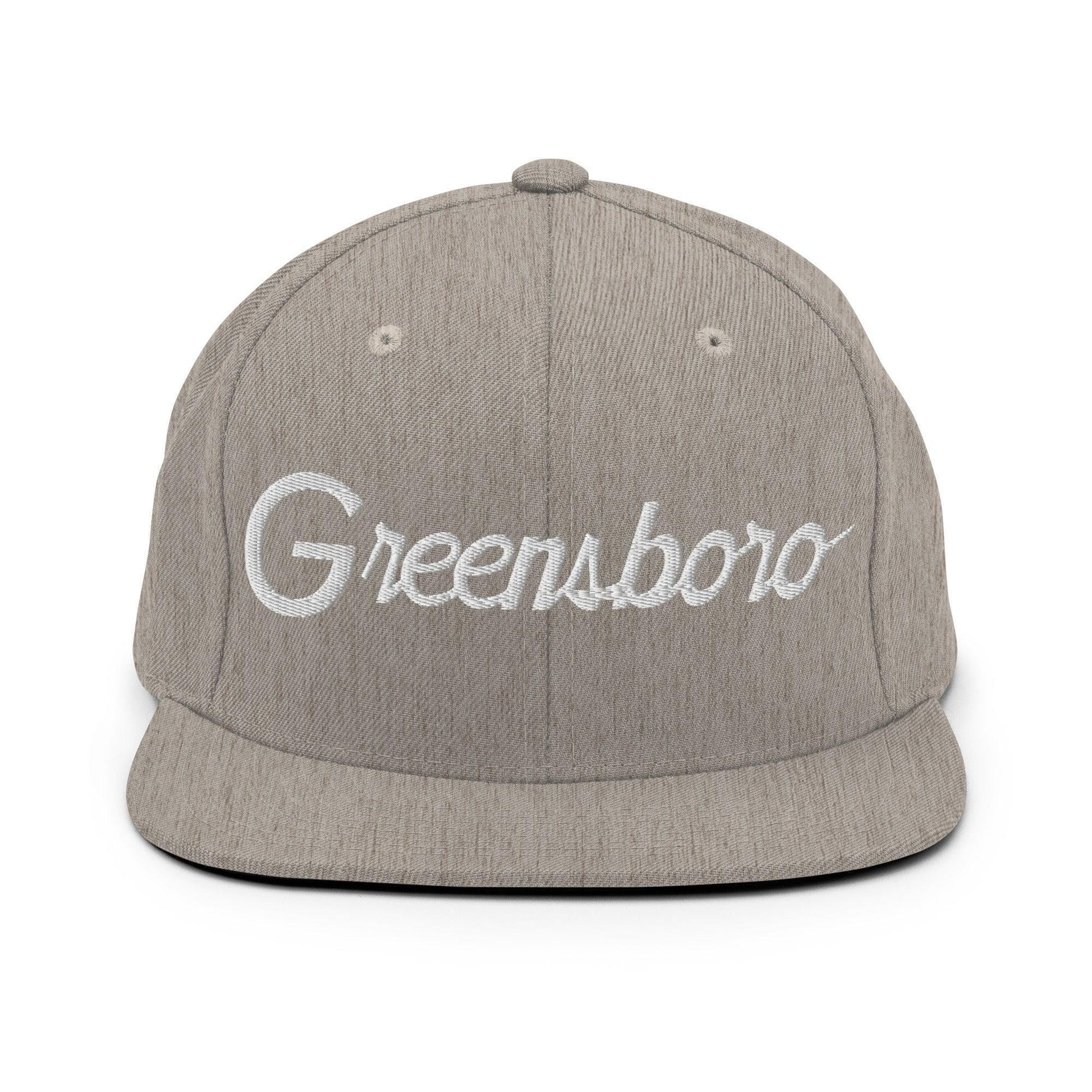 Greensboro Script Snapback Hat Heather Grey