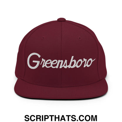Greensboro Script Snapback Hat Maroon