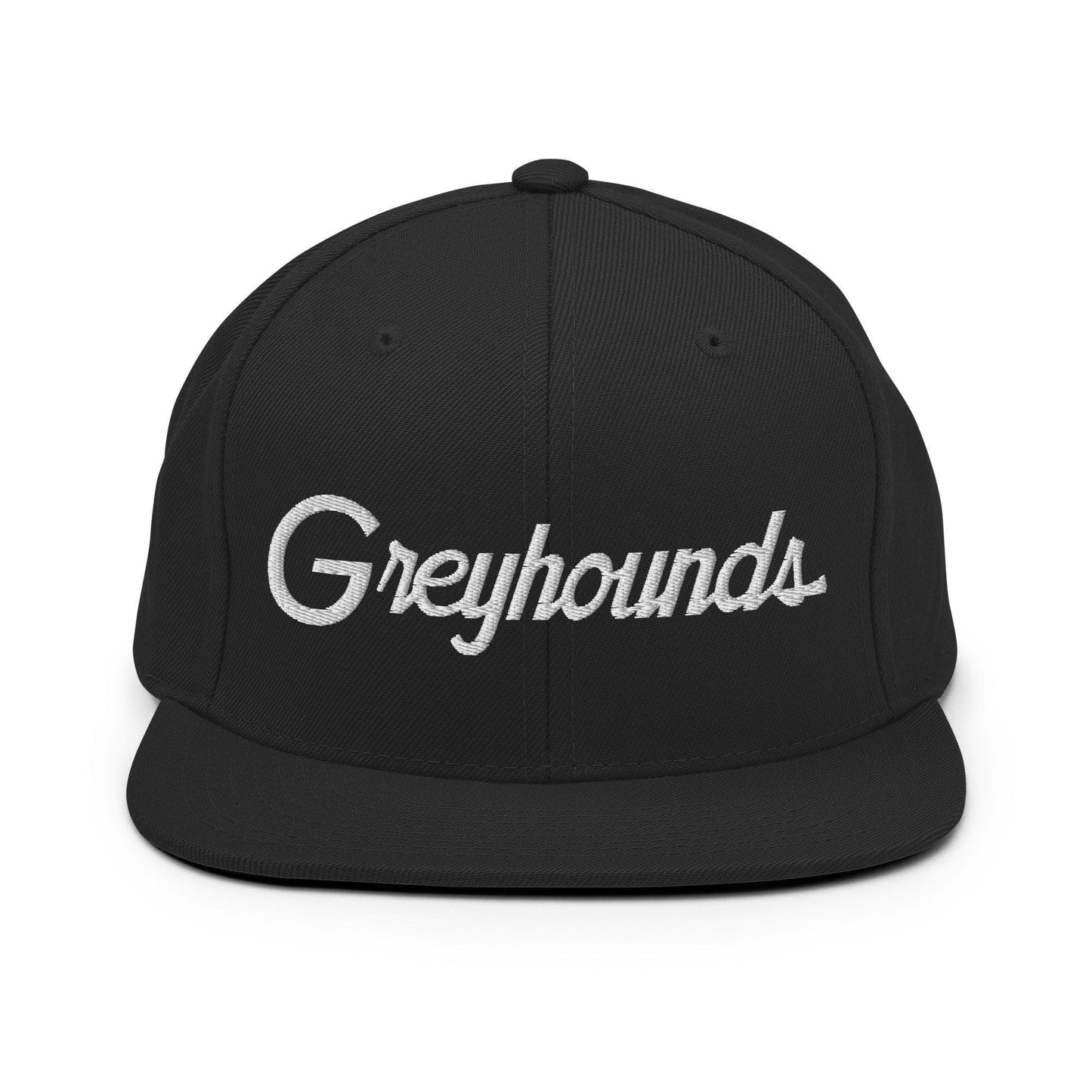 Greyhounds School Mascot Script Snapback Hat Black