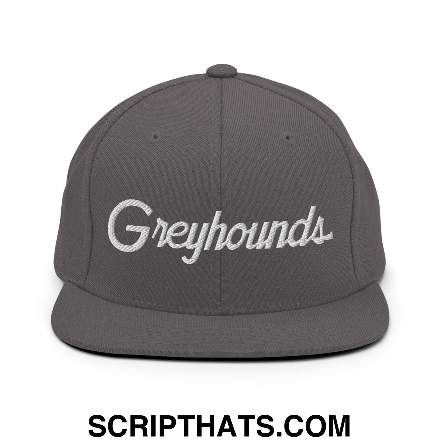Greyhounds School Mascot Script Snapback Hat Dark Grey