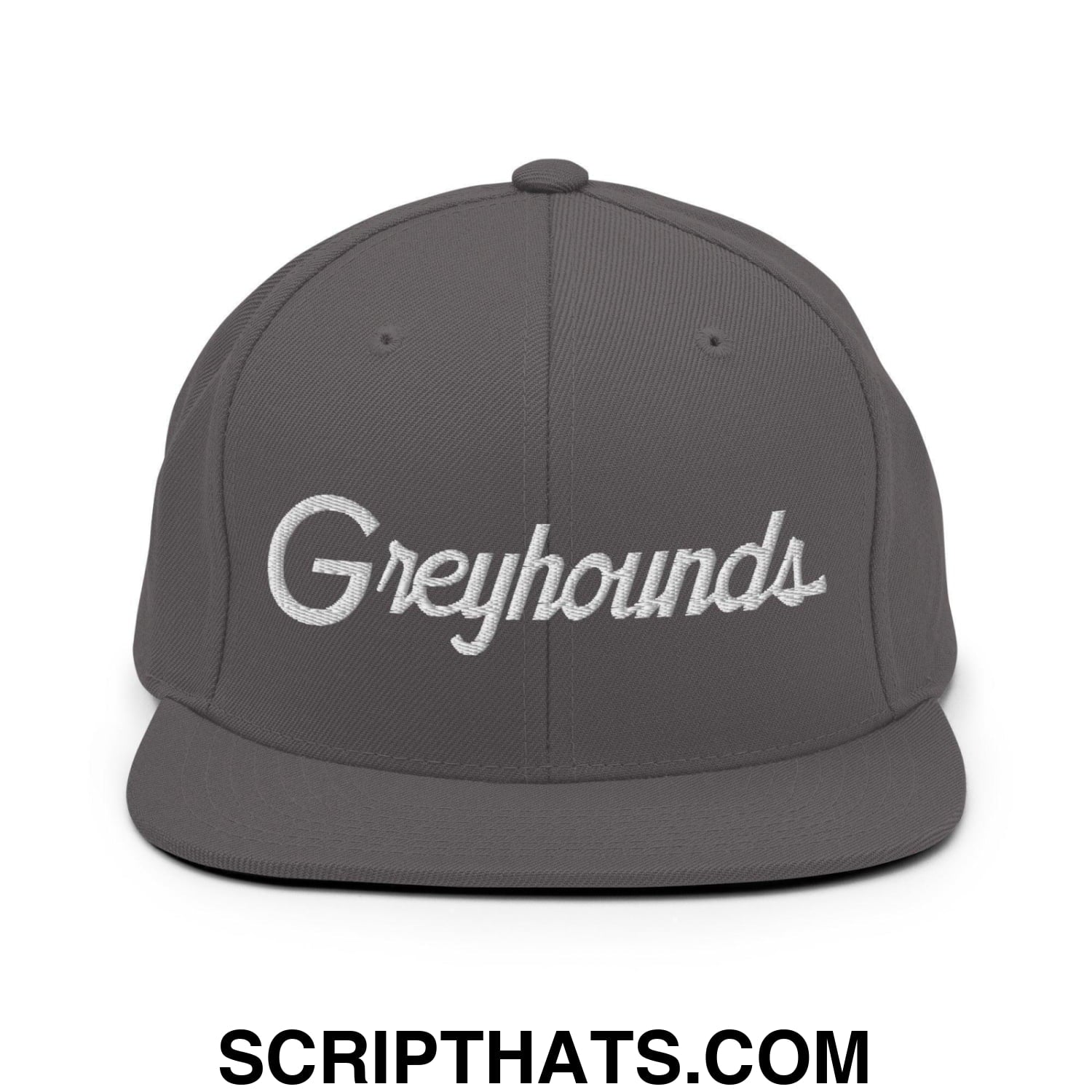 Greyhounds School Mascot Script Snapback Hat Dark Grey