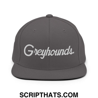 Greyhounds School Mascot Script Snapback Hat Dark Grey