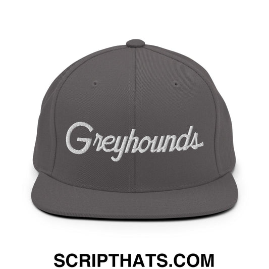 Greyhounds School Mascot Script Snapback Hat Dark Grey