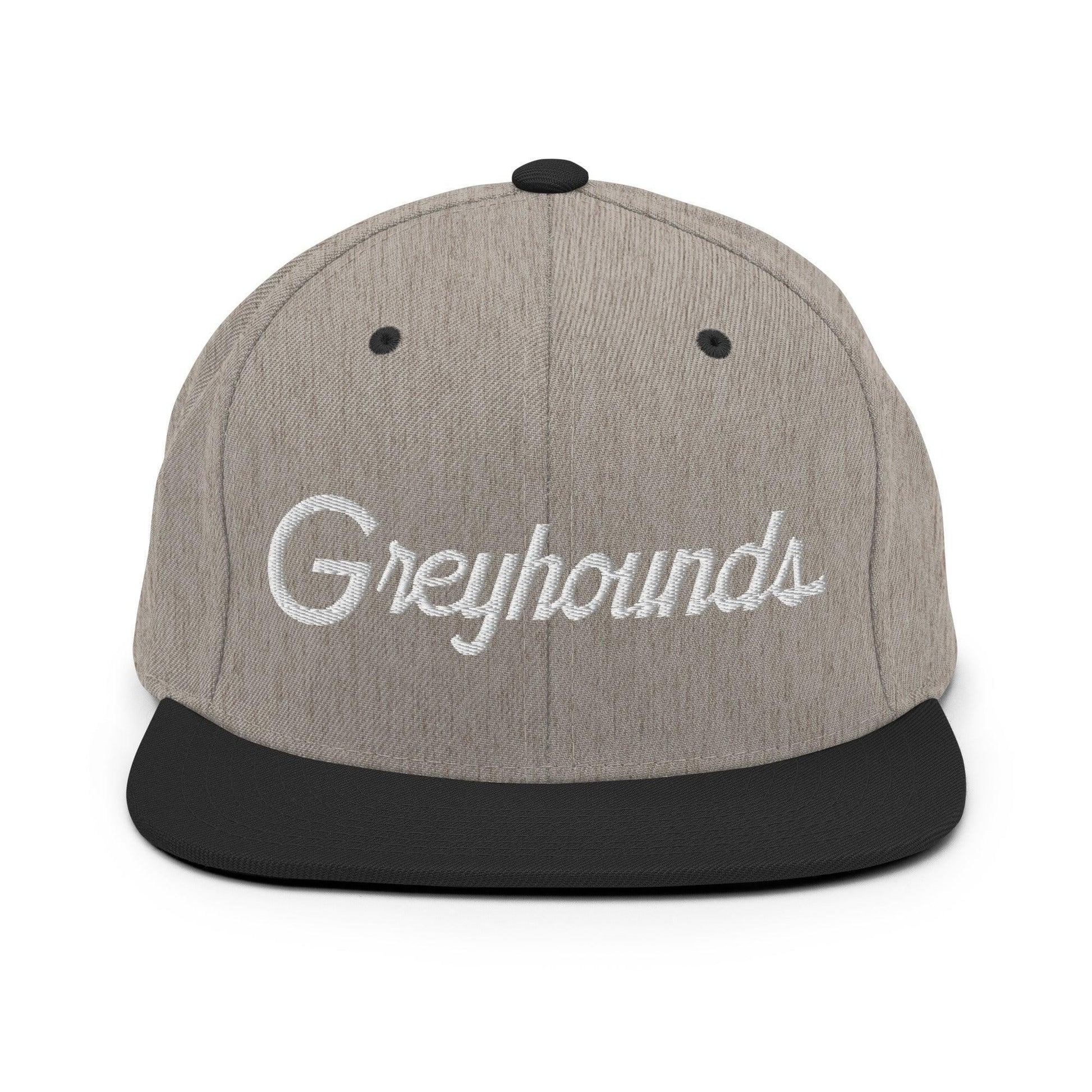Greyhounds School Mascot Script Snapback Hat Heather Black