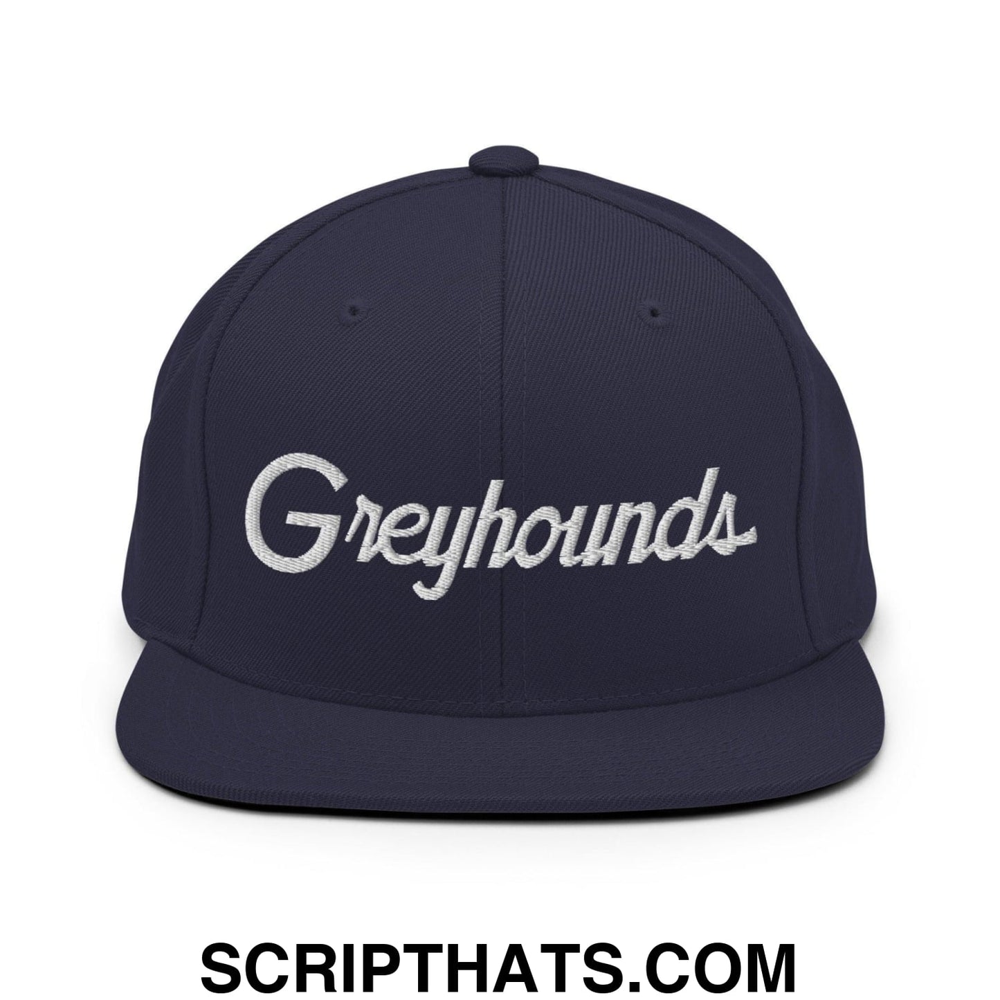 Greyhounds School Mascot Script Snapback Hat Navy