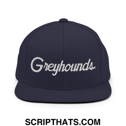 Greyhounds School Mascot Script Snapback Hat Navy