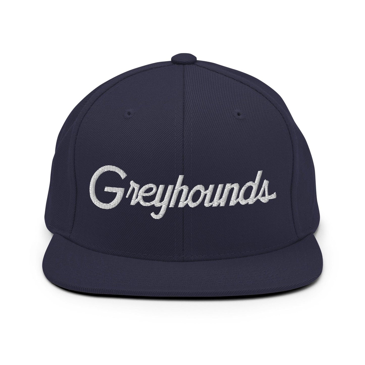 Greyhounds School Mascot Script Snapback Hat Navy