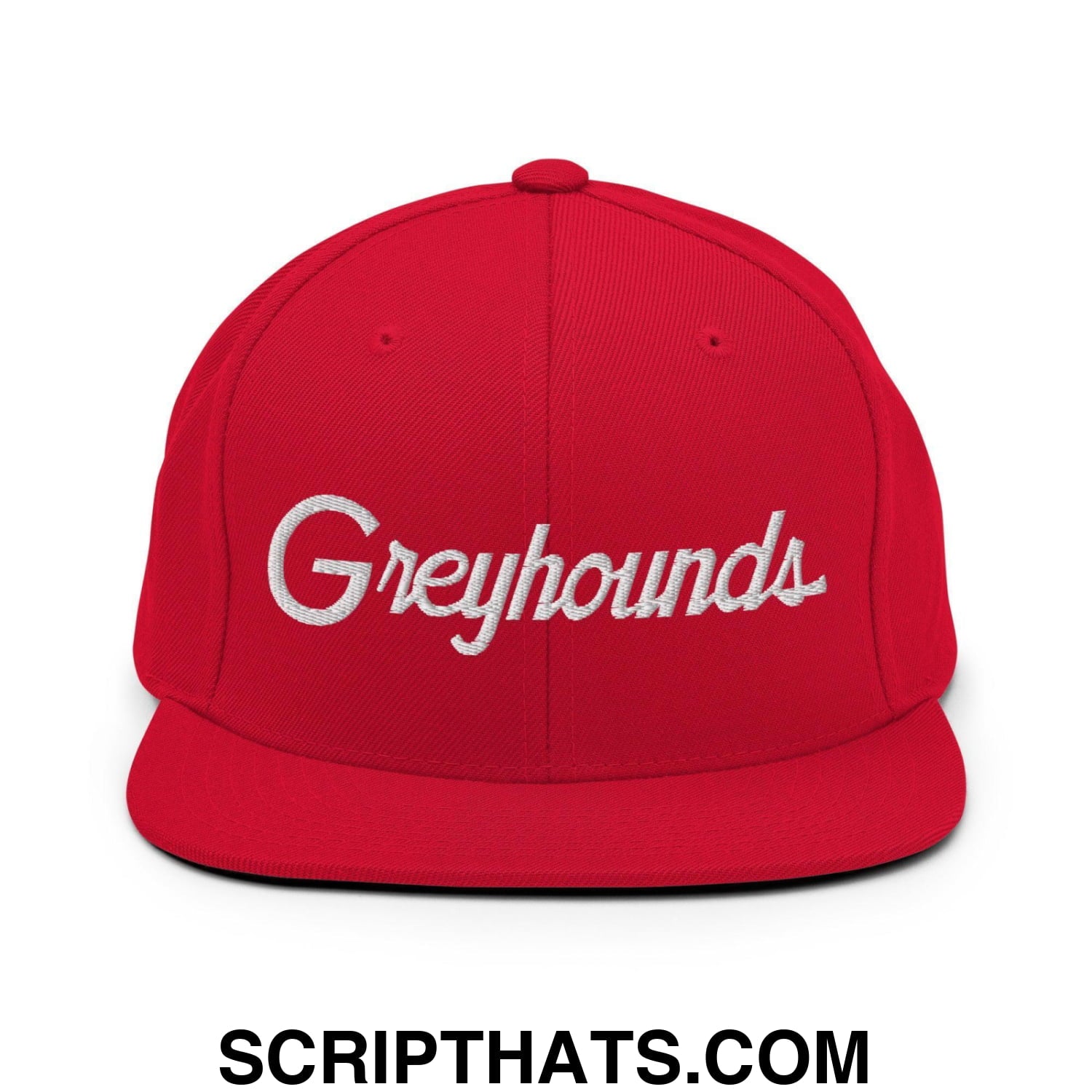 Greyhounds School Mascot Script Snapback Hat Red