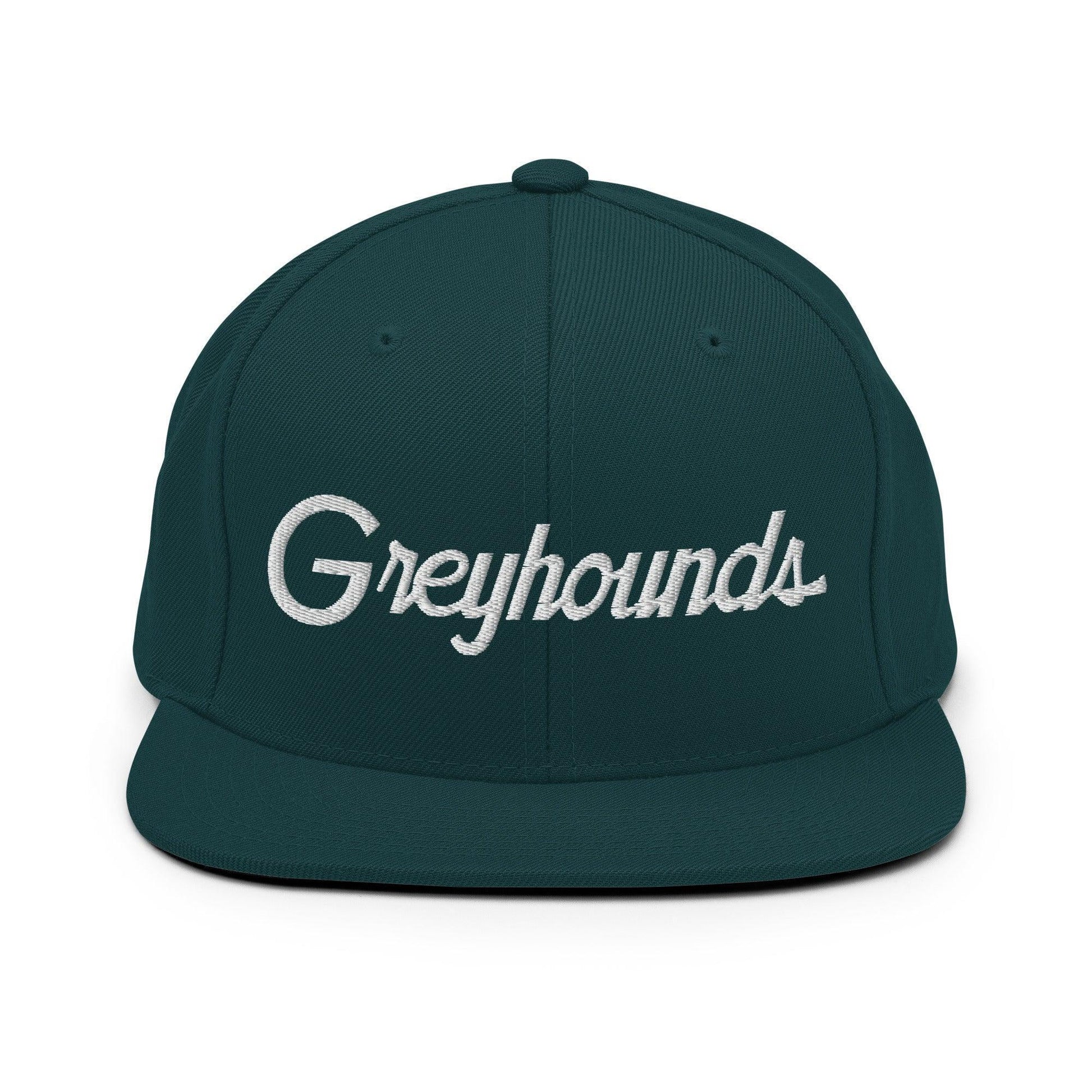 Greyhounds School Mascot Script Snapback Hat Spruce