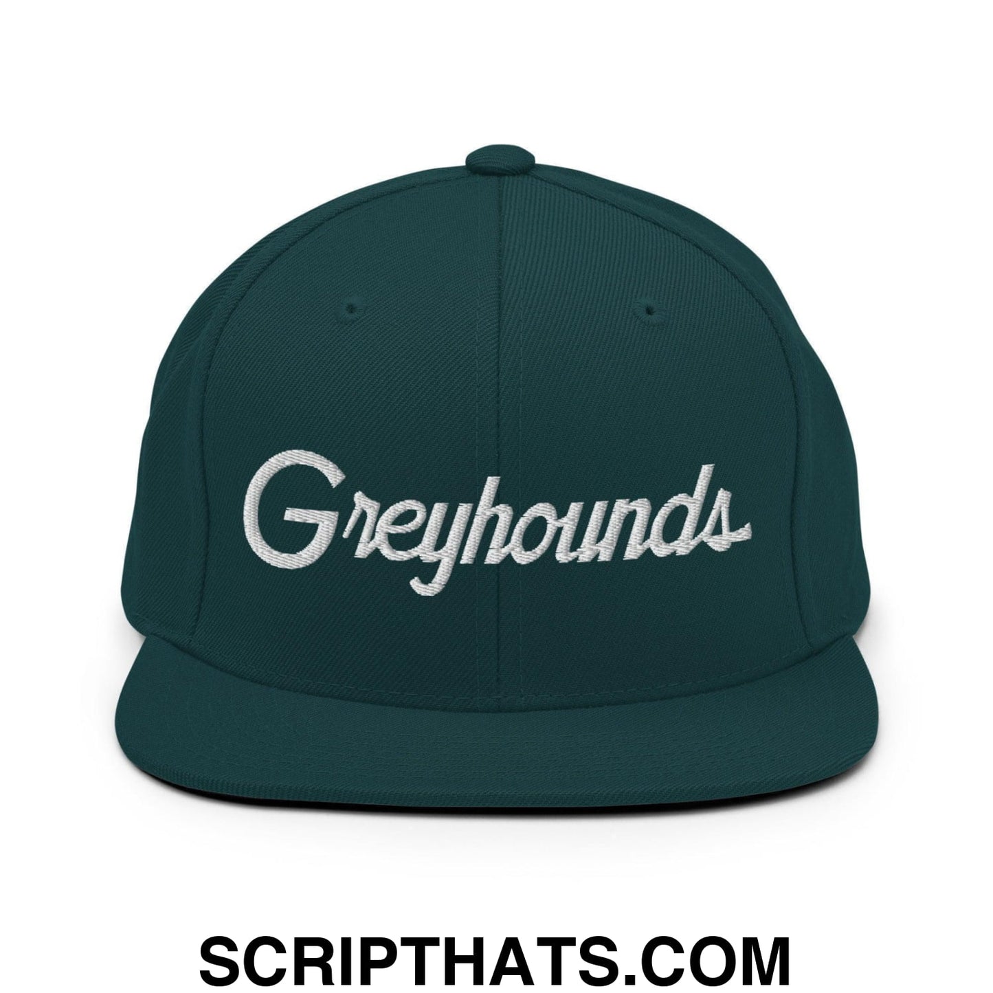 Greyhounds School Mascot Script Snapback Hat Spruce