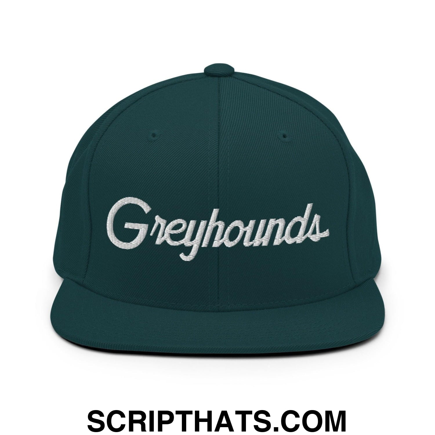 Greyhounds School Mascot Script Snapback Hat Spruce