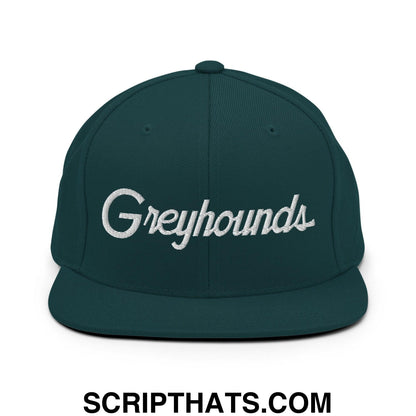 Greyhounds School Mascot Script Snapback Hat Spruce
