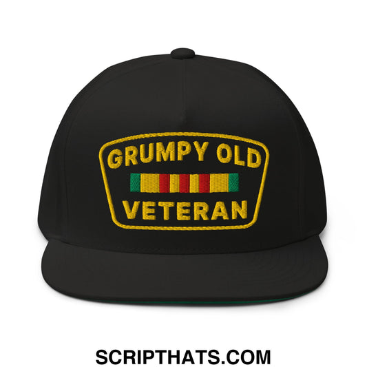 Grumpy Old Veteran Embroidered Flat Bill Brim 5 Panel Snapback Hat Default Title