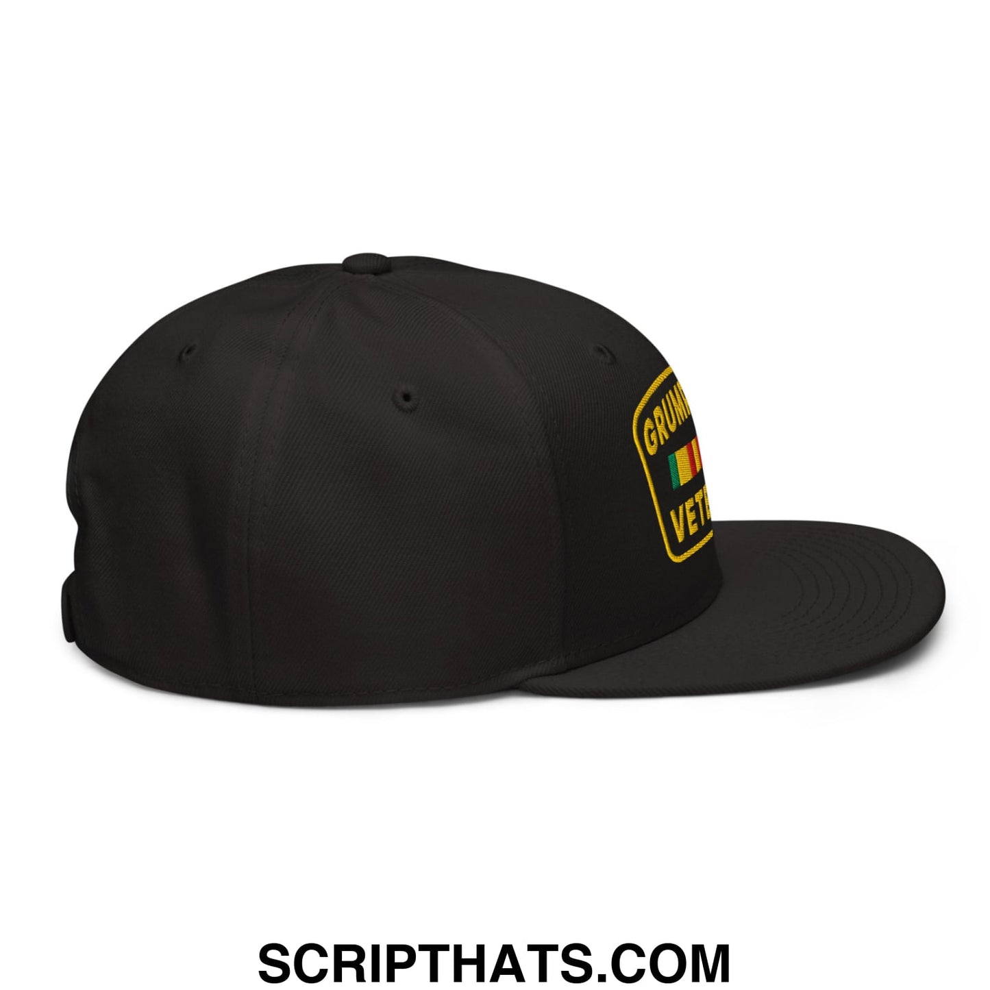 Grumpy Old Veteran Embroidered Flat Brim Bill Snapback Hat Black