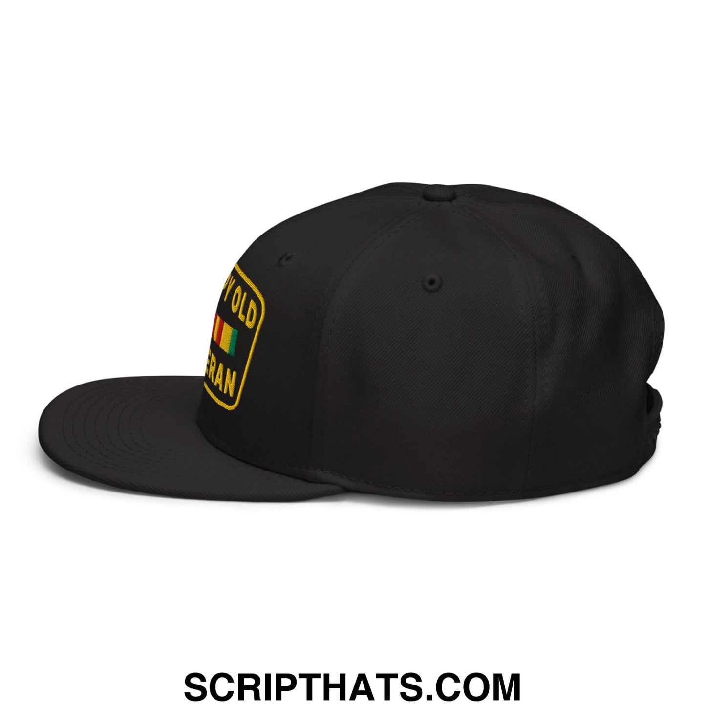 Grumpy Old Veteran Embroidered Flat Brim Bill Snapback Hat Black