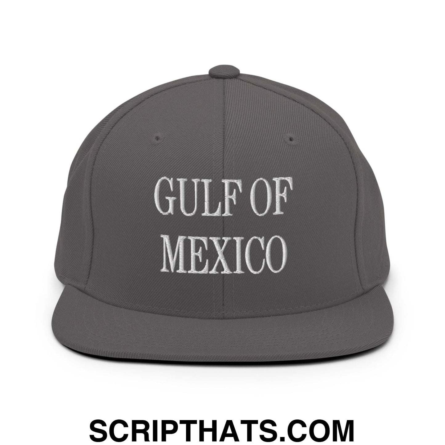 Gulf of Mexico Embroidered Flat Brim Bill Snapback Hat Dark Grey