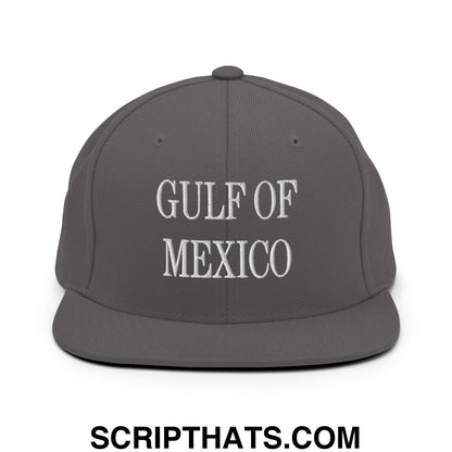 Gulf of Mexico Embroidered Flat Brim Bill Snapback Hat Dark Grey