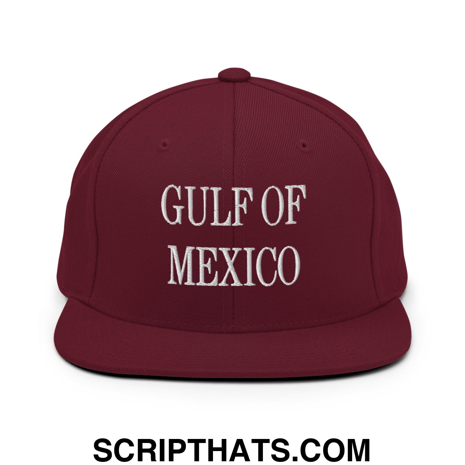 Gulf of Mexico Embroidered Flat Brim Bill Snapback Hat Maroon