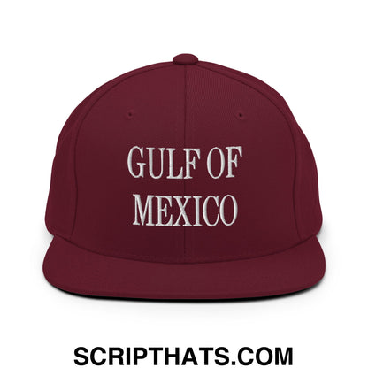 Gulf of Mexico Embroidered Flat Brim Bill Snapback Hat Maroon