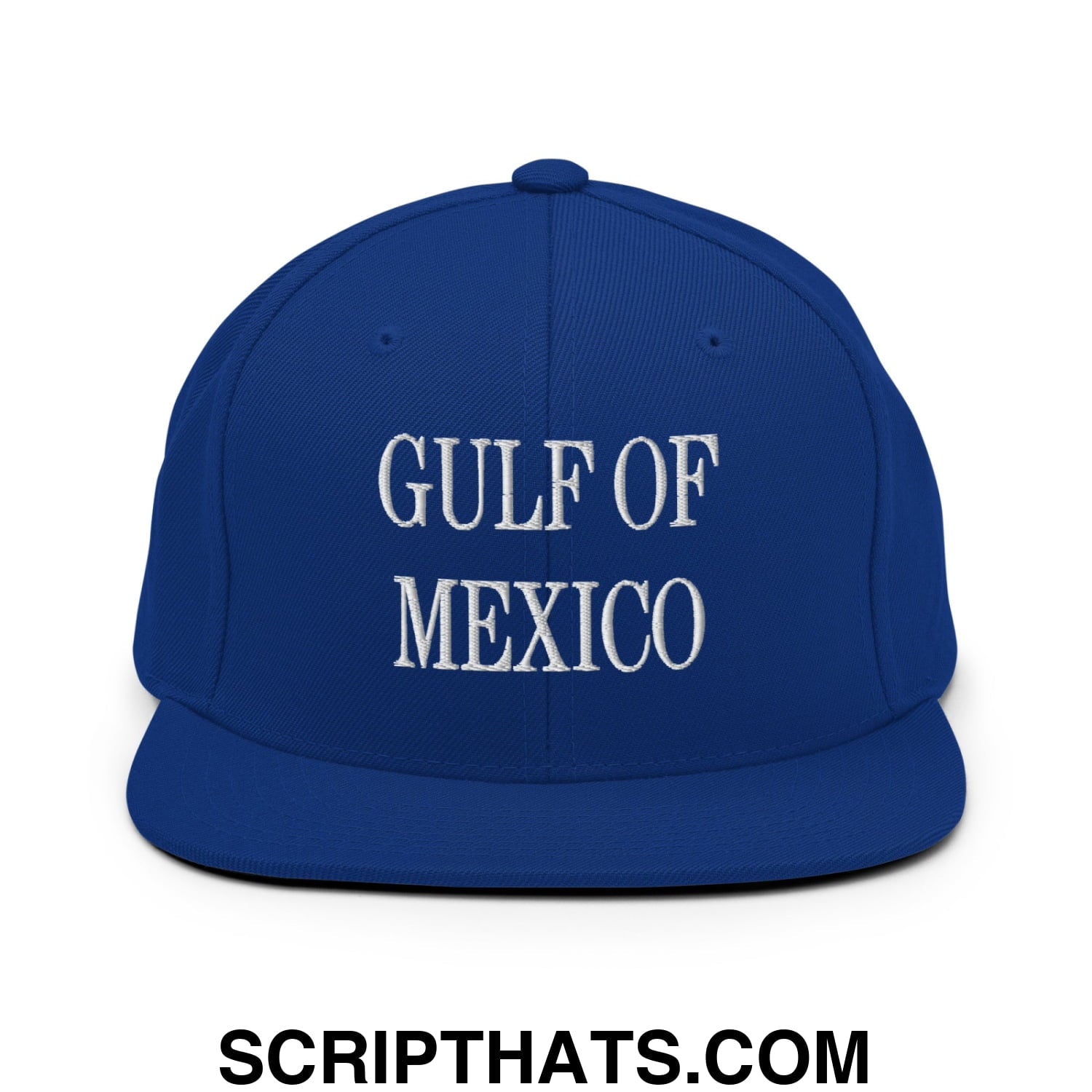 Gulf of Mexico Embroidered Flat Brim Bill Snapback Hat Royal Blue