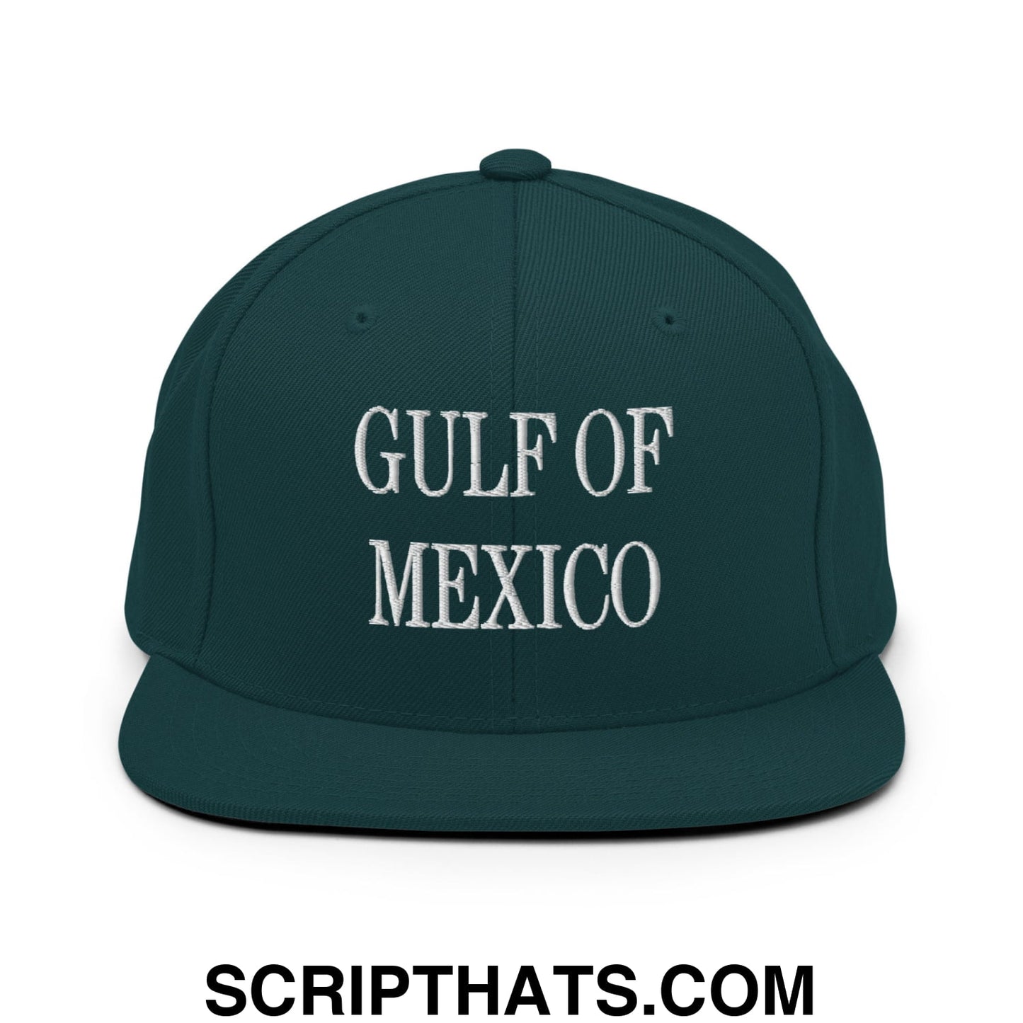 Gulf of Mexico Embroidered Flat Brim Bill Snapback Hat Spruce