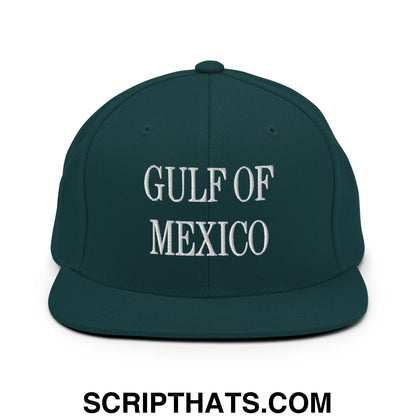 Gulf of Mexico Embroidered Flat Brim Bill Snapback Hat Spruce