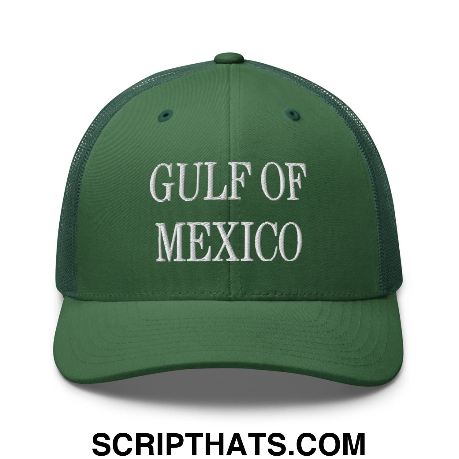 Gulf of Mexico Embroidered Mesh Trucker Hat Evergreen