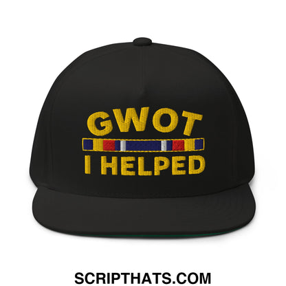 GWOT I Helped Embroidered Flat Bill Brim 5 Panel Snapback Hat Default Title