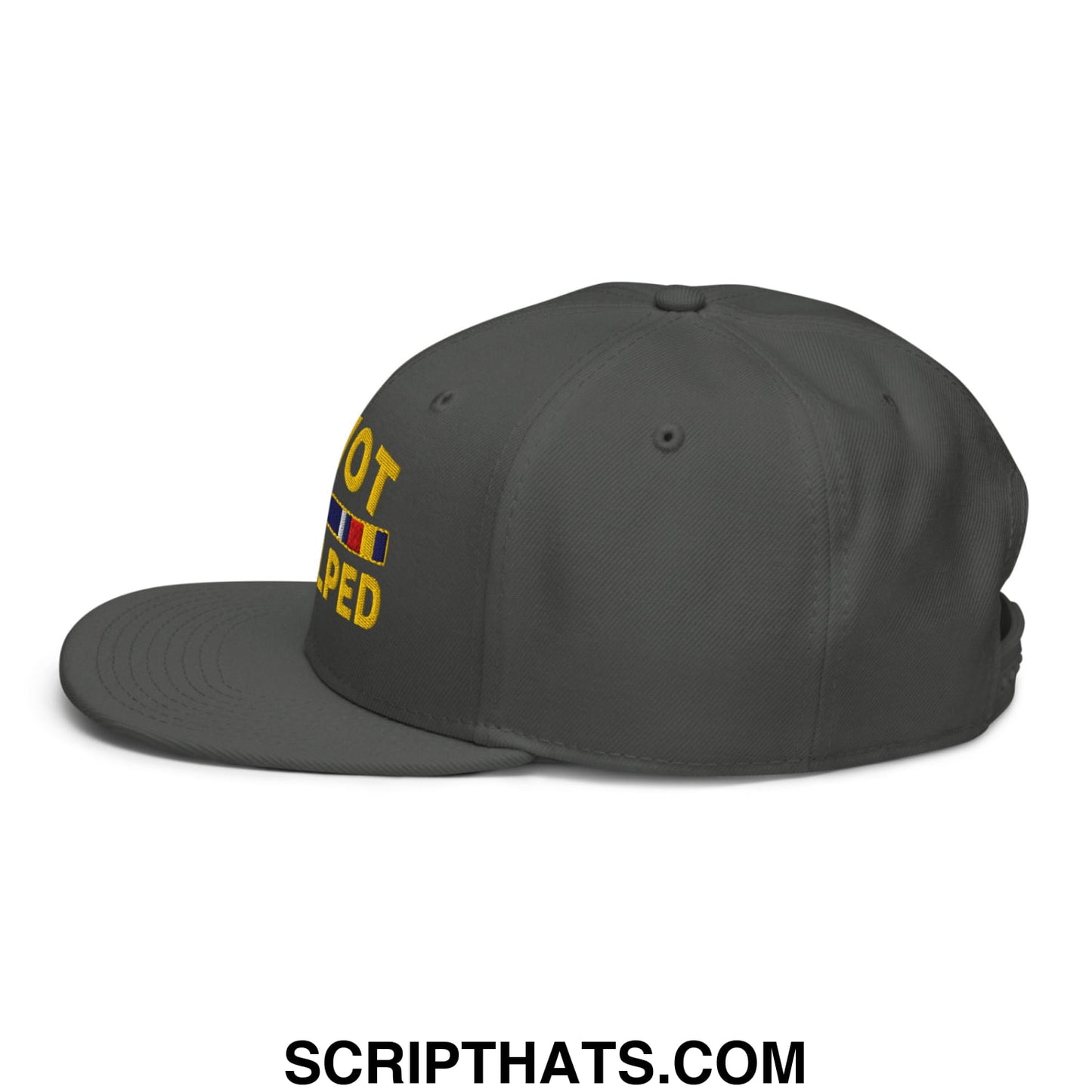 GWOT I Helped Embroidered Flat Brim Bill Snapback Hat Charcoal gray