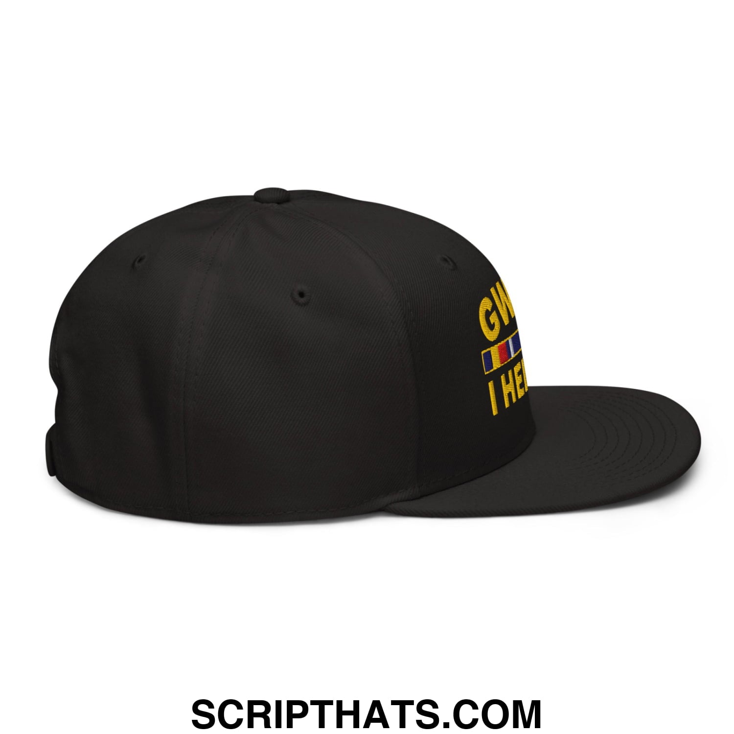 GWOT I Helped Embroidered Flat Brim Bill Snapback Hat Black